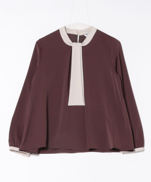 m.f.editorial（エムエフエディトリアル）の「【Tブラウス ストレッチ イージーケア】m.f.エディトリアルレディース 配色ボウタイ 長袖プルオーバーブラウス（シャツ/ブラウス・レディース・ブラック/ブラウン/ダークウッド・MEDIUM/LARGE）」の17枚目の写真