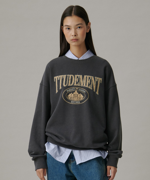 TTUDEMENT(トュードメント)の「VINTAGE OVERFIT GRAPHIC SWEATSHIRT_CHARCOAL(スウェット・レディース・その他・FREE)」の1枚目の写真