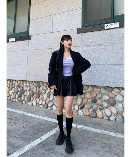 MUSINSA STANDARD WOMAN（ムシンサスタンダードウーマン）の「レディースオーバーサイズショルダーオーバーサイズブレザー[ブラック]（テーラードジャケット・レディース・その他・X-SMALL/SMALL/MEDIUM/LARGE）」の21枚目の写真