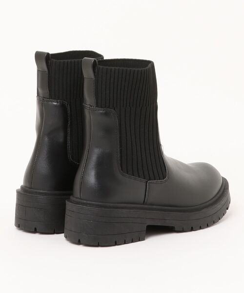 Right-on(ライトオン)の「【HONEYSUCKLE ROSE】サイドゴアミドルブーツ ニット素材 ボリュームソール おしゃれ(ブーツ・レディース・ブラック/ブラウン・M/L)」の3枚目の写真