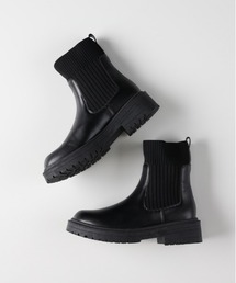 Right-on | 【HONEYSUCKLE ROSE】サイドゴアミドルブーツ ニット素材 ボリュームソール おしゃれ(ブーツ)