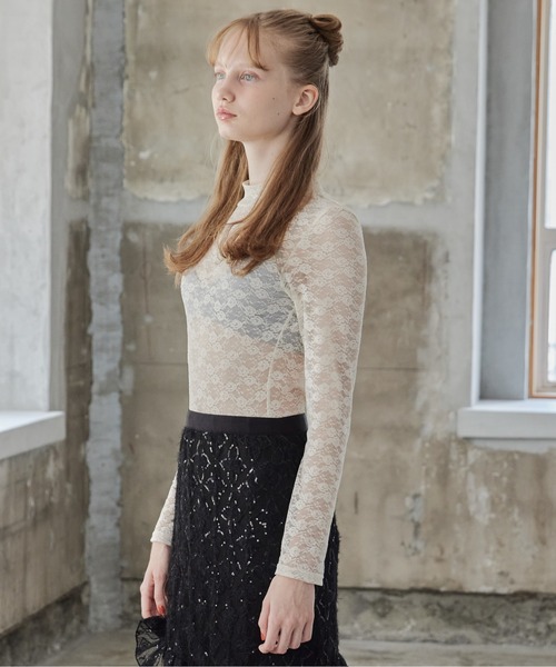 etre loin（エトルワン）の「Back open race bodysuit（シャツ/ブラウス・レディース・アイボリー/ブラック/ピンク・M）」の9枚目の写真