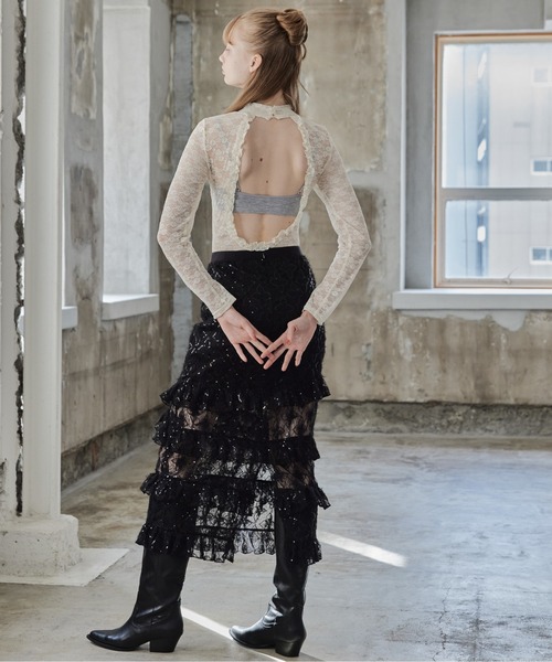etre loin（エトルワン）の「Back open race bodysuit（シャツ/ブラウス・レディース・アイボリー/ブラック/ピンク・M）」の20枚目の写真