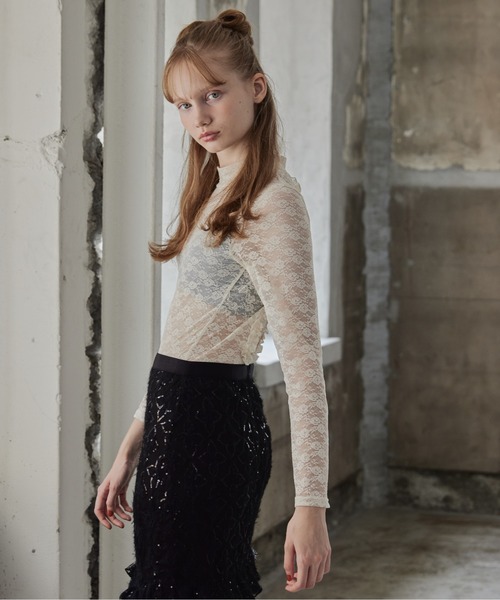 etre loin（エトルワン）の「Back open race bodysuit（シャツ/ブラウス・レディース・アイボリー/ブラック/ピンク・M）」の5枚目の写真
