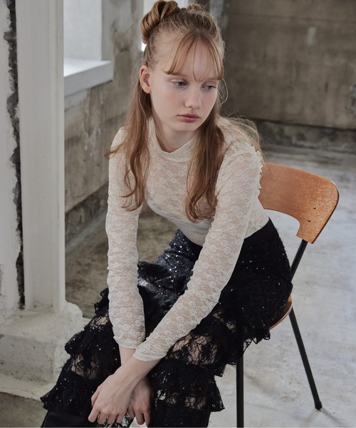 etre loin（エトルワン）の「Back open race bodysuit（シャツ/ブラウス・レディース・アイボリー/ブラック/ピンク・M）」の6枚目の写真