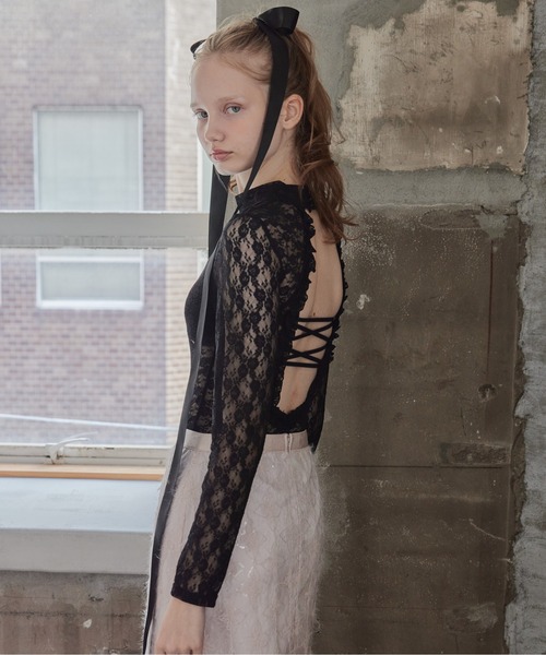 etre loin(エトルワン)の「Back open race bodysuit(シャツ/ブラウス・レディース・アイボリー/ブラック/ピンク・M)」の22枚目の写真