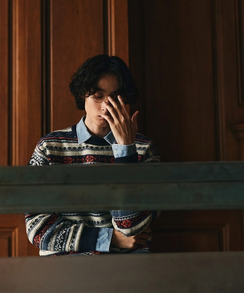 Bleme(ブレム)の「3Dジャガード クラシック フェアアイル ウールニット(ニット/セーター・メンズ・ネイビー/ブラウン/グレー・M/S/XL/L)」の21枚目の写真