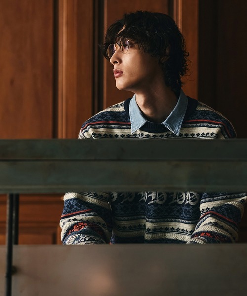 Bleme(ブレム)の「3Dジャガード クラシック フェアアイル ウールニット(ニット/セーター・メンズ・ネイビー/ブラウン/グレー・M/S/XL/L)」の22枚目の写真