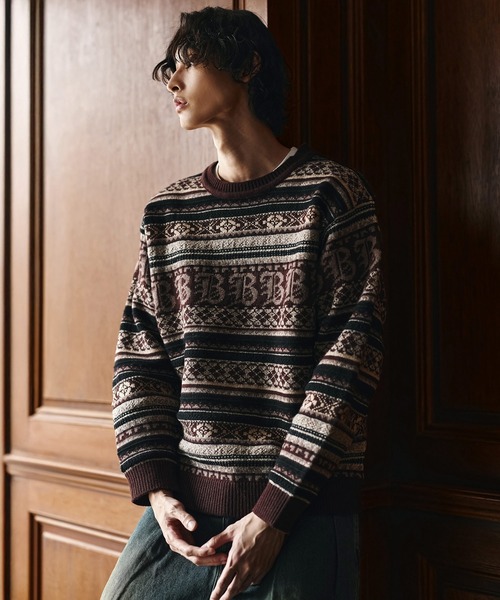 Bleme(ブレム)の「3Dジャガード クラシック フェアアイル ウールニット(ニット/セーター・メンズ・ネイビー/ブラウン/グレー・M/S/XL/L)」の12枚目の写真