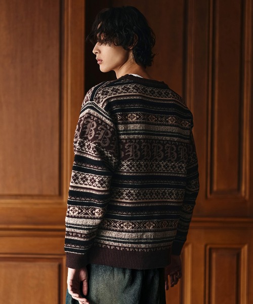Bleme(ブレム)の「3Dジャガード クラシック フェアアイル ウールニット(ニット/セーター・メンズ・ネイビー/ブラウン/グレー・M/S/XL/L)」の14枚目の写真