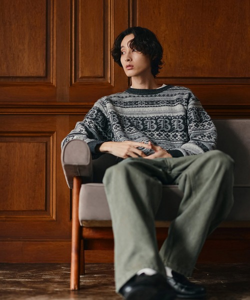 Bleme(ブレム)の「3Dジャガード クラシック フェアアイル ウールニット(ニット/セーター・メンズ・ネイビー/ブラウン/グレー・M/S/XL/L)」の6枚目の写真