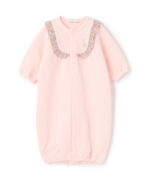 Sophie la girafe（ソフィーラジラフ）の「小花柄2WAYオール【日本製】（ロンパース・キッズ・オフホワイト/ピンク・50-70cm）」の2枚目の写真