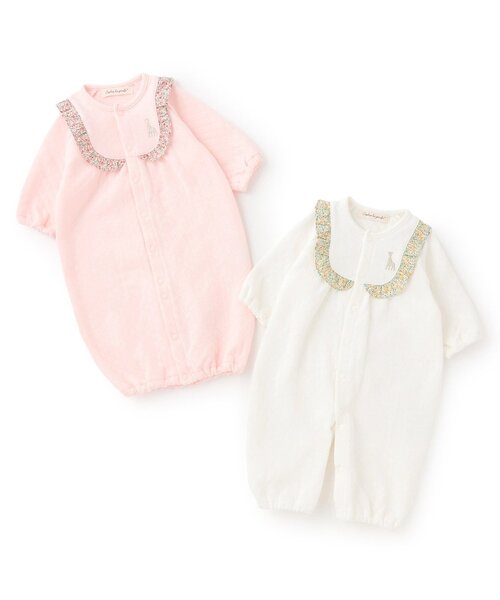 Sophie la girafe（ソフィーラジラフ）の「小花柄2WAYオール【日本製】（ロンパース・キッズ・オフホワイト/ピンク・50-70cm）」の6枚目の写真