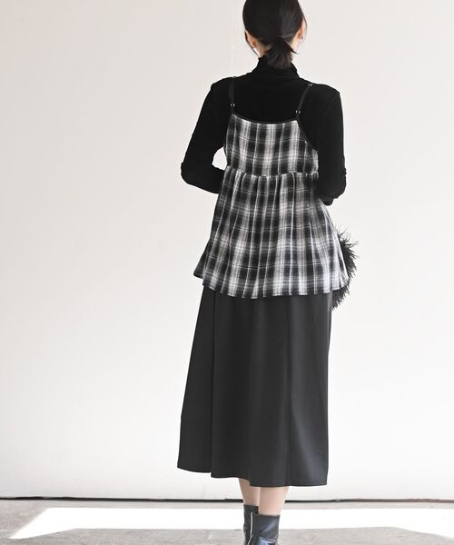 rps(アールピーエス)の「フロントリボン起毛チェックキャミソール(キャミソール・レディース・ブラック/ブラウン/ブルー・フリー)」の6枚目の写真