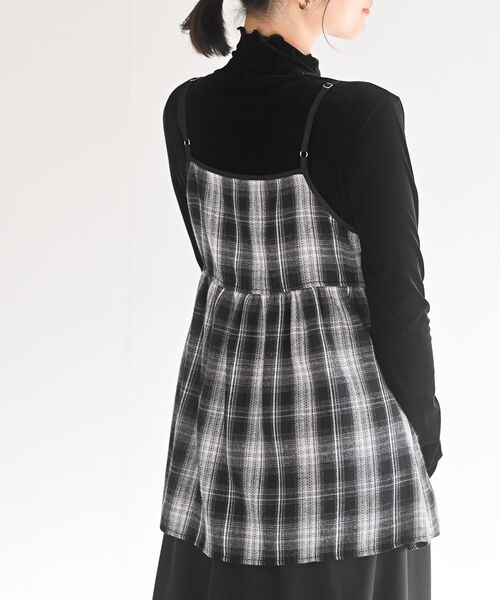 rps(アールピーエス)の「フロントリボン起毛チェックキャミソール(キャミソール・レディース・ブラック/ブラウン/ブルー・フリー)」の10枚目の写真