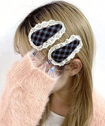 WEGO | WEGO/【2点セット】フリルチェックパッチンピン(ヘアピン)