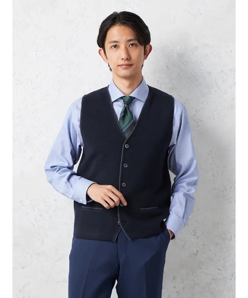 HARUYAMA(ハルヤマ)の「前身ミラノリブ 後身キルトベスト ニット ベスト 保温 【リッケンバッカー】(ベスト・メンズ・ブラック/ネイビー・M/L/LL/3L)」の2枚目の写真