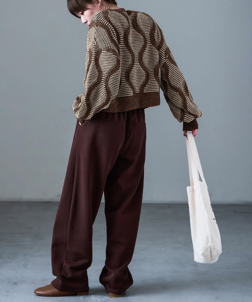 Fashion Letter(ファッションレター)の「ひょうたんジャガード柄 ニットプルオーバー(ニット/セーター・レディース・ブラック/ブラウン・M)」の10枚目の写真