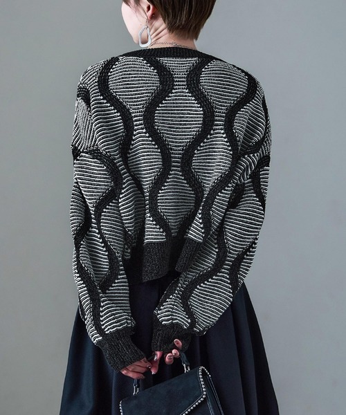 Fashion Letter(ファッションレター)の「ひょうたんジャガード柄 ニットプルオーバー(ニット/セーター・レディース・ブラック/ブラウン・M)」の18枚目の写真