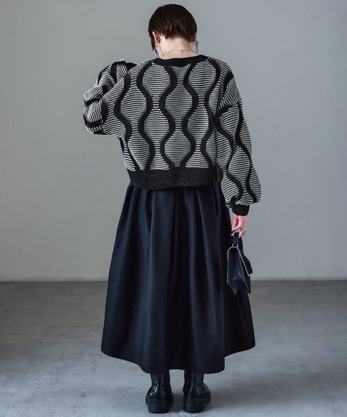 Fashion Letter(ファッションレター)の「ひょうたんジャガード柄 ニットプルオーバー(ニット/セーター・レディース・ブラック/ブラウン・M)」の19枚目の写真