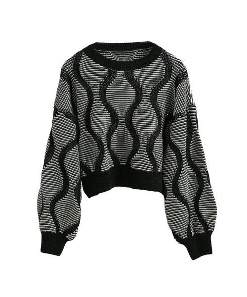 Fashion Letter(ファッションレター)の「ひょうたんジャガード柄 ニットプルオーバー(ニット/セーター・レディース・ブラック/ブラウン・M)」の20枚目の写真