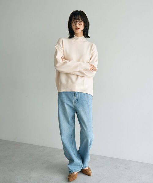 YECCA VECCA（イェッカヴェッカ）の「ワイドリブニット（ニット/セーター・レディース・イエロー/ブラック/ライトブルー/アイボリー・FREE）」の9枚目の写真