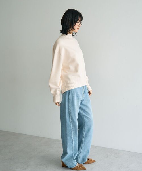 YECCA VECCA（イェッカヴェッカ）の「ワイドリブニット（ニット/セーター・レディース・イエロー/ブラック/ライトブルー/アイボリー・FREE）」の10枚目の写真