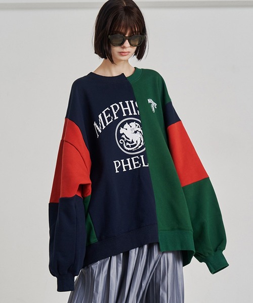 SeeSew(シーソー)の「【UNISEX】CRAFT MULTI SWEAT/クラフトマルチスウェット(スウェット・メンズ・ブラック/グリーン・M/L)」の2枚目の写真
