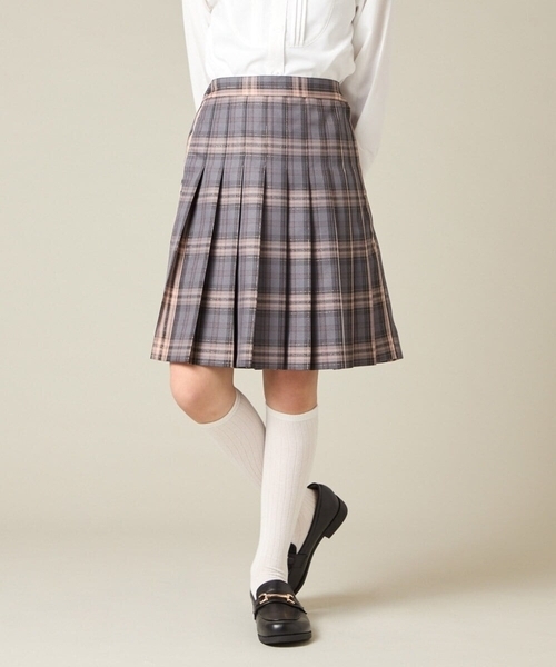 a.v.v（アーヴェヴェ）の「[150-160]【卒服】ラメチェックプリーツスカート（スカート・キッズ・ダークインディゴブルー/チャコールグレー・150/160）」の2枚目の写真