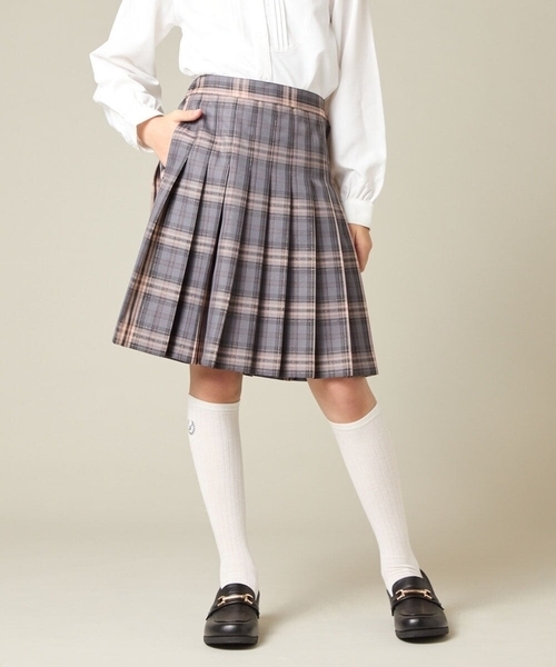 a.v.v（アーヴェヴェ）の「[150-160]【卒服】ラメチェックプリーツスカート（スカート・キッズ・ダークインディゴブルー/チャコールグレー・150/160）」の4枚目の写真