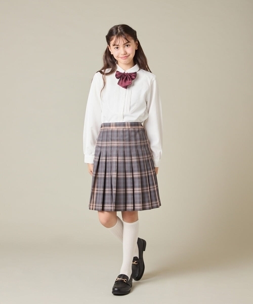 a.v.v（アーヴェヴェ）の「[150-160]【卒服】ラメチェックプリーツスカート（スカート・キッズ・ダークインディゴブルー/チャコールグレー・150/160）」の7枚目の写真