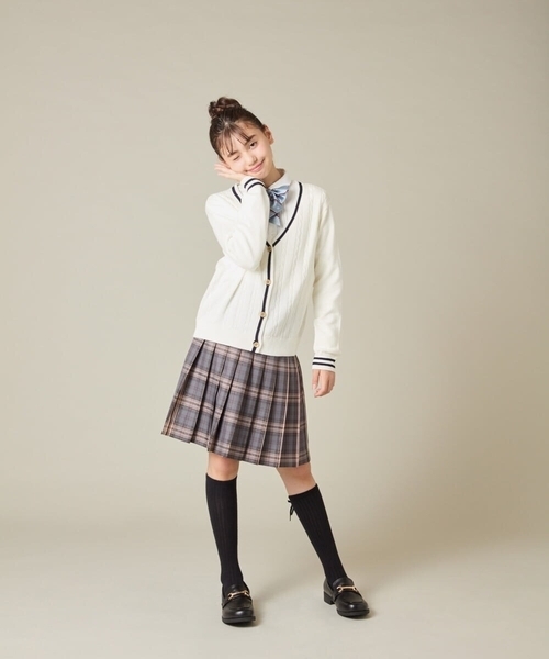 a.v.v（アーヴェヴェ）の「[150-160]【卒服】ラメチェックプリーツスカート（スカート・キッズ・ダークインディゴブルー/チャコールグレー・150/160）」の16枚目の写真