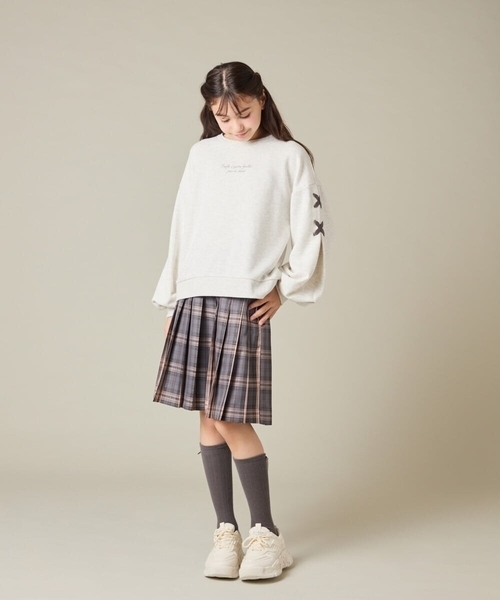 a.v.v（アーヴェヴェ）の「[150-160]【卒服】ラメチェックプリーツスカート（スカート・キッズ・ダークインディゴブルー/チャコールグレー・150/160）」の21枚目の写真