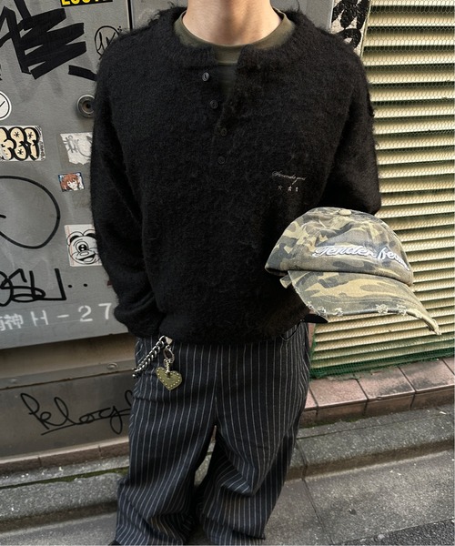 kutir(クティール)の「HENLEY NECK SHAGGY PULLOVER KNIT/ヘンリーネックシャギープルオーバーニット(ニット/セーター・メンズ・ネイビー/ブラウン/ブラック/カーキ・LARGE/MEDIUM)」の13枚目の写真