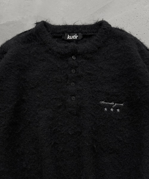 kutir(クティール)の「HENLEY NECK SHAGGY PULLOVER KNIT/ヘンリーネックシャギープルオーバーニット(ニット/セーター・メンズ・ネイビー/ブラウン/ブラック/カーキ・LARGE/MEDIUM)」の20枚目の写真