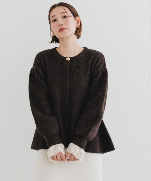 F by ROSSO(エフバイロッソ)の「F by ROSSO ペプラムボリュームスリーブカーディガン(カーディガン/ボレロ・レディース・ブラウン/チャコールグレー・FREE)」の16枚目の写真