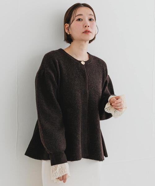 F by ROSSO(エフバイロッソ)の「F by ROSSO ペプラムボリュームスリーブカーディガン(カーディガン/ボレロ・レディース・ブラウン/チャコールグレー・FREE)」の18枚目の写真