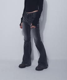 BLR（ビーエルアール）の「Embossed Wave Washing Boots Cut Denim Pants Grey (W)（デニムパンツ）」