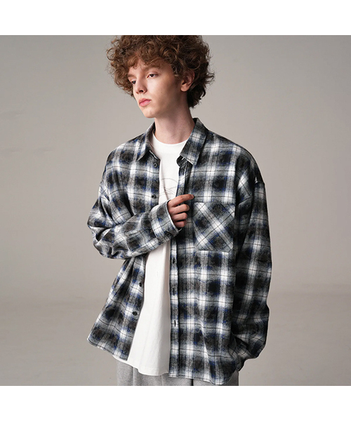 ZENDUST(ジェンダスト)の「Jidan Overfit Check Shirt BLUE(シャツ/ブラウス・レディース・ブルー・MEDIUM/LARGE/X-LARGE)」の1枚目の写真
