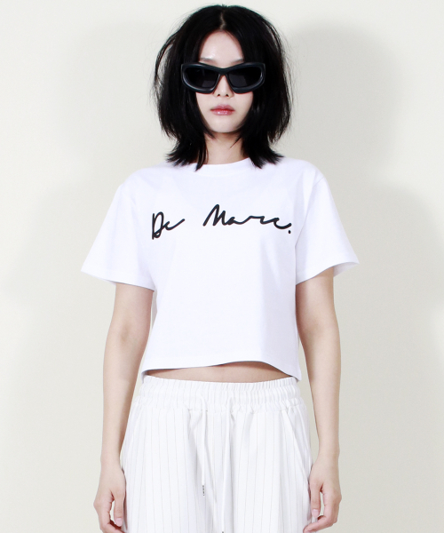 DEMARC(ドゥマーク)の「ROUGH WRITING TEXT-LOGO CROP T-SHIRT WHITE(Tシャツ/カットソー・レディース・その他・MEDIUM/LARGE)」の5枚目の写真