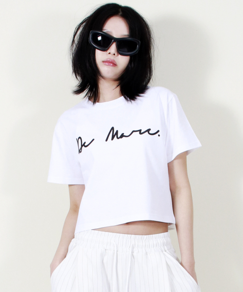 DEMARC(ドゥマーク)の「ROUGH WRITING TEXT-LOGO CROP T-SHIRT WHITE(Tシャツ/カットソー・レディース・その他・MEDIUM/LARGE)」の6枚目の写真