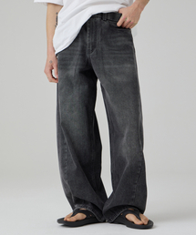 AOTT（アンアウトピット）の「ウォッシュドバンディングカーブデニムパンツ黒青（デニムパンツ）」