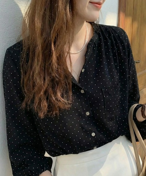 cammie(キャミー)の「ドット柄ブラウス(シャツ/ブラウス・レディース・アイボリー/ブラック・M/L)」の8枚目の写真