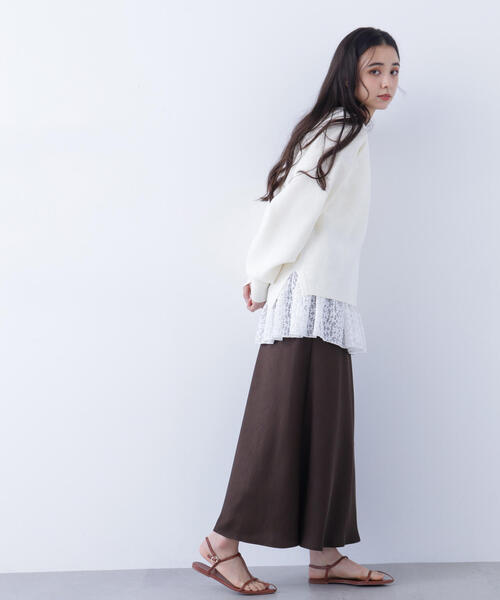 N.（N. Natural Beauty Basic）（エヌエヌナチュラルビューティーベーシック）の「鹿の子オーバーニット（ニット/セーター・レディース・ネイビー/オフホワイト/イエロー・ﾌﾘ-）」の9枚目の写真