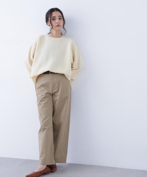 N.（N. Natural Beauty Basic）（エヌエヌナチュラルビューティーベーシック）の「鹿の子オーバーニット（ニット/セーター・レディース・ネイビー/オフホワイト/イエロー・ﾌﾘ-）」の12枚目の写真