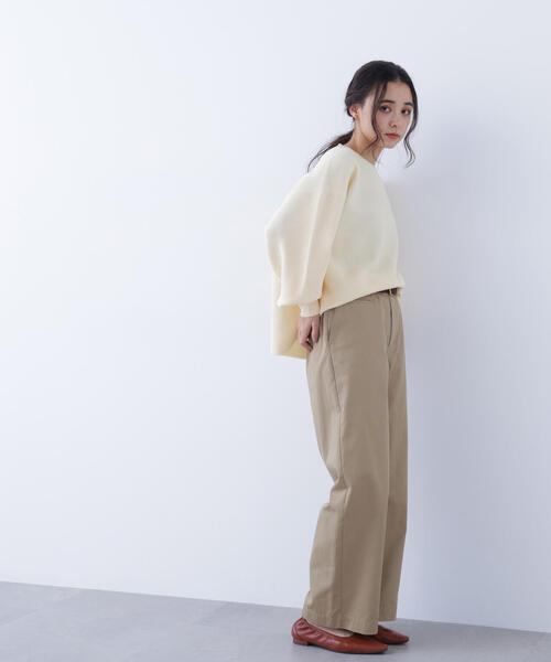 N.（N. Natural Beauty Basic）（エヌエヌナチュラルビューティーベーシック）の「鹿の子オーバーニット（ニット/セーター・レディース・ネイビー/オフホワイト/イエロー・ﾌﾘ-）」の13枚目の写真