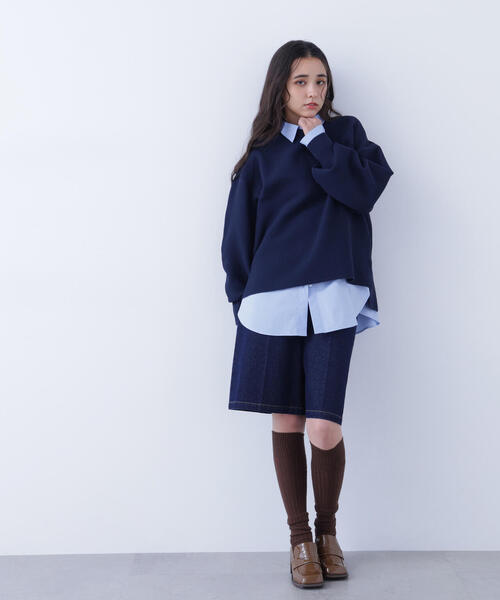 N.（N. Natural Beauty Basic）（エヌエヌナチュラルビューティーベーシック）の「鹿の子オーバーニット（ニット/セーター・レディース・ネイビー/オフホワイト/イエロー・ﾌﾘ-）」の21枚目の写真