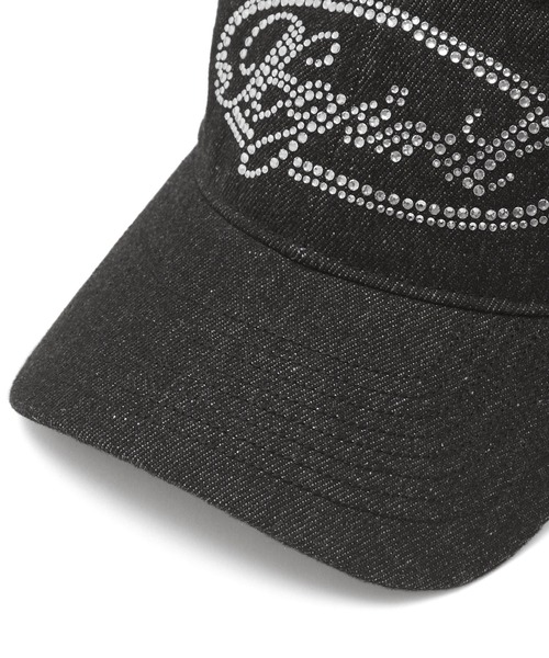 X-girl（エックスガール）の「RHINESTONE OVAL LOGO 6PANEL DENIM CAP（キャップ・レディース・ブラック/インディゴブルー/ライトインディゴブルー・ONE SIZE）」の12枚目の写真