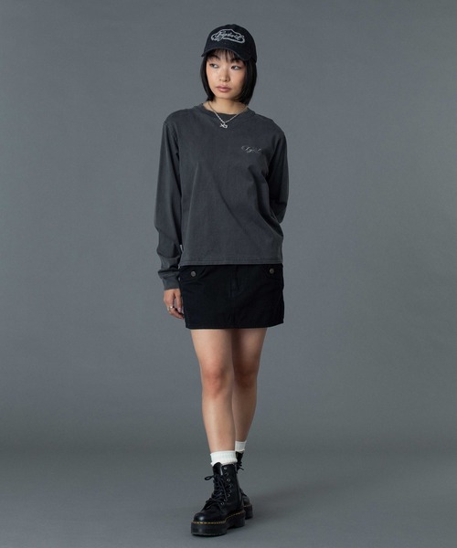 X-girl（エックスガール）の「RHINESTONE OVAL LOGO 6PANEL DENIM CAP（キャップ・レディース・ブラック/インディゴブルー/ライトインディゴブルー・ONE SIZE）」の17枚目の写真