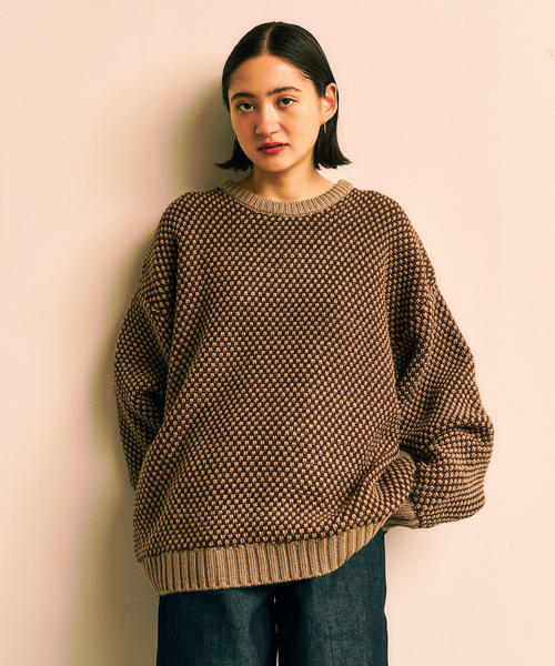 417 EDIFICE（フォーワンセブンエディフィス）の「ポップコーンクルーニット（ニット/セーター・メンズ・ベージュ/ブルー系その他・MEDIUM/LARGE）」の16枚目の写真